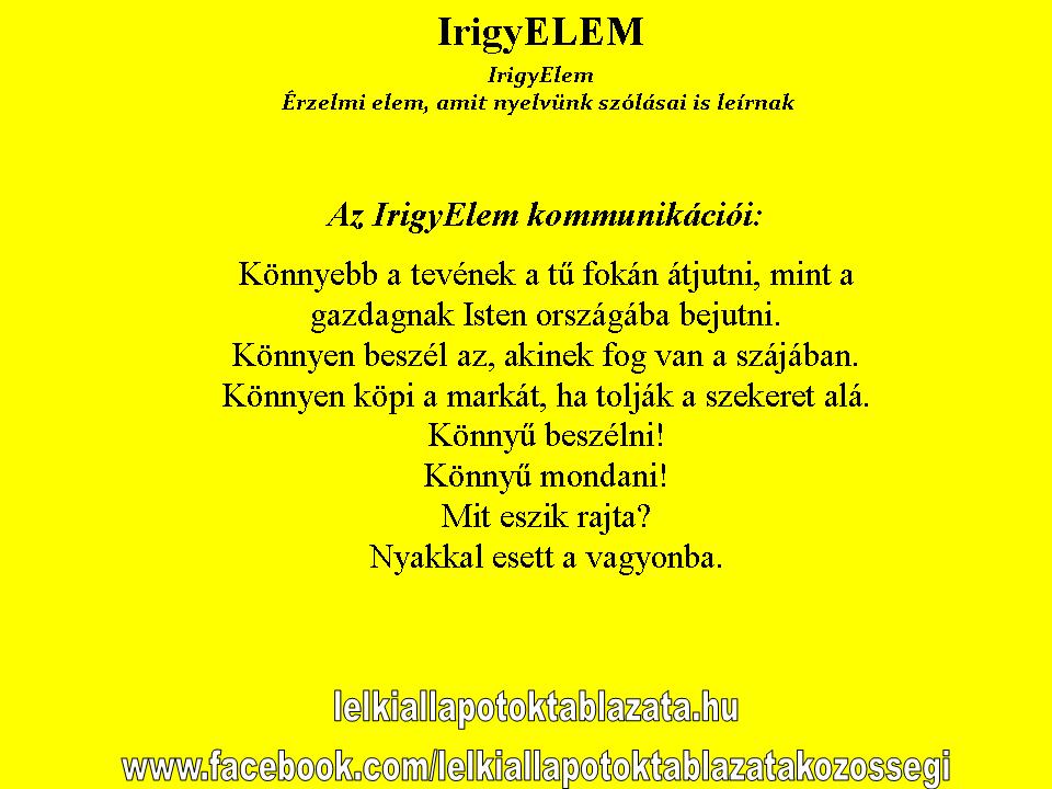 Az IrigyElem jellemzői